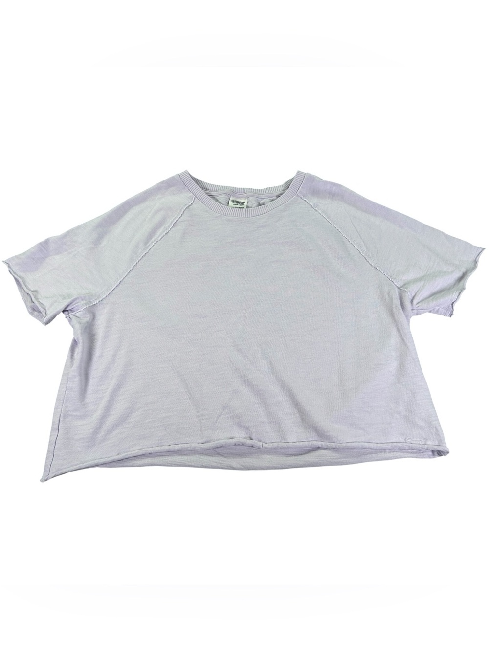 PINK Victoria’s Secret Oversized Slub Knit Crop Tee Women’s L Lilac Raw Hem